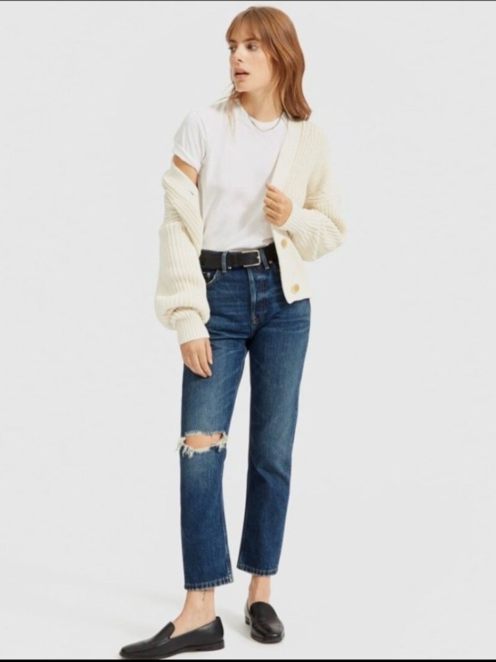 High-Rise Straight Crop Jeans in Dark Blue